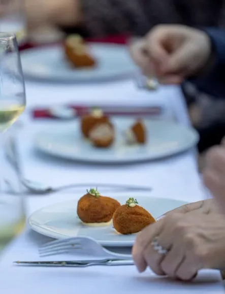 Aperitivos para compartir en La Viña Marbella durante una celebración de grupo o jubilación.
